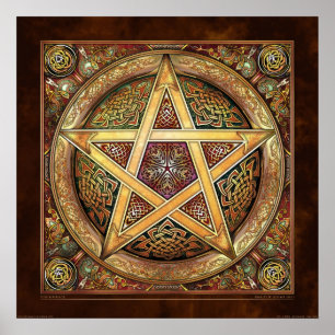 Golden Knotwork Pentacle Poster (22x22")