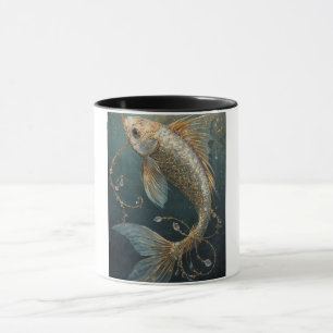 Golden Koi Fish Mug - Mystical Japanese Koi Cerami