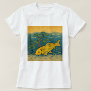 Golden Koi Japanese Art T-Shirt