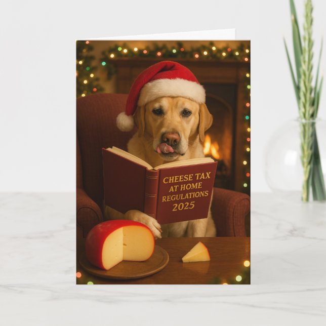Golden Labrador Cheese Tax Christmas Holiday card (Front)