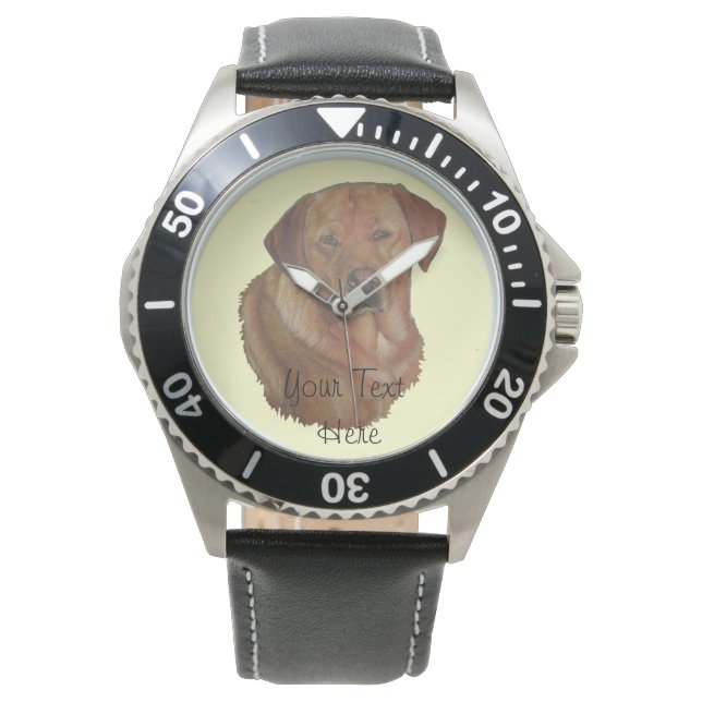 golden labrador dog portrait original realist art watch (Front)