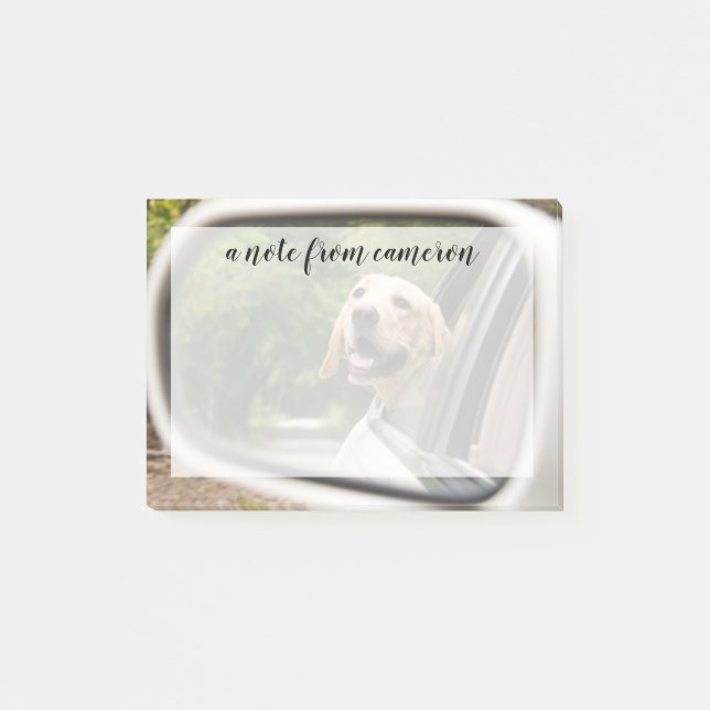 Golden Labrador In Rearview Mirror Post-it Notes (Front)