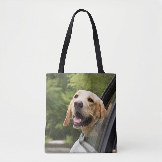 Golden Labrador In Rearview Mirror Tote Bag (Front)
