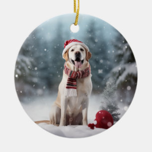 Golden Labrador Retriever Dog Christmas Keepsake Ceramic Ornament