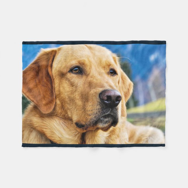 Golden Labrador Retriever Fleece Blanket (Front (Horizontal))