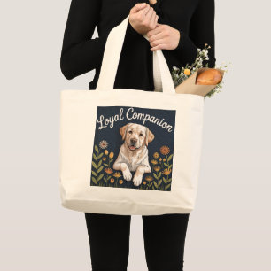 Golden Labrador Retriever Quilt Design – Playful Large Tote Bag