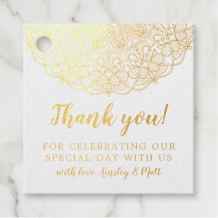 Golden Lace Calligraphy Wedding Thank You Favour Tags