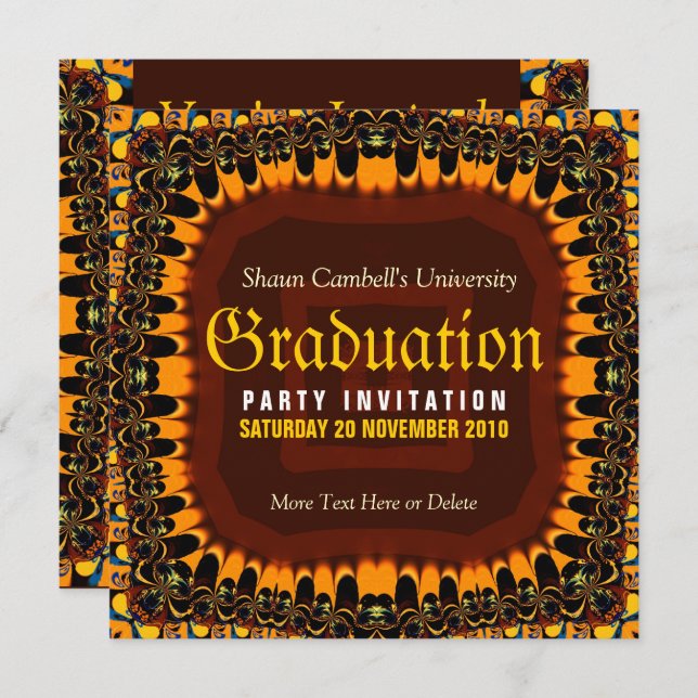 Golden Lace Graduation Invitation (Front/Back)