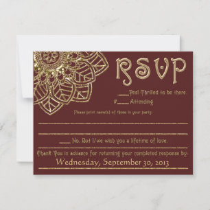 Golden Lace  (Wedding Reply Card) RSVP Card