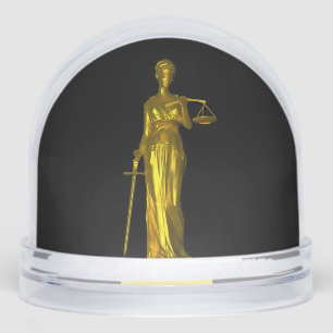 Golden Lady Justice on Black Snowglobe