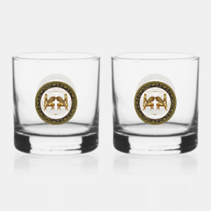 Golden Lamassu Drinkware Set Whiskey Glass