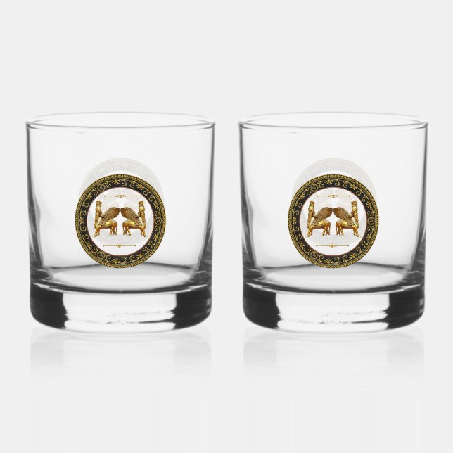 Golden Lamassu Drinkware Set Whiskey Glass (Front)