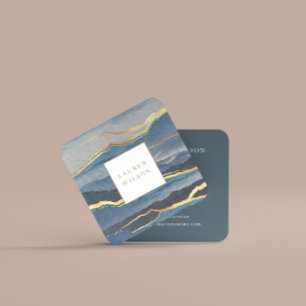 golden landscape square business card