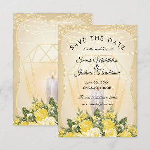 Golden Lantern and Yellow Floral Invitation