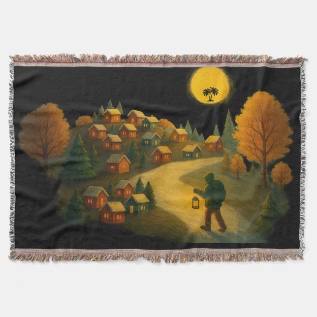 Golden Lantern Village Throw Blanket Cozy Decorati (Front)