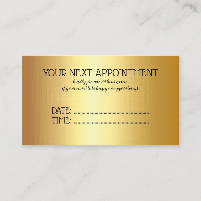 Golden Lashes & Brow Beauty Salon Appointment Card (Front)