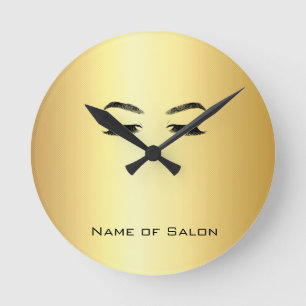 Golden Lashes & Brow Beauty Salon Round Clock