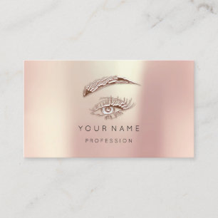 Golden Lashes Brows Makeup Logo Rose Blush Business Card