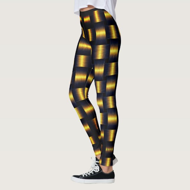 Golden Lattice Black Gold Leggings (Left)