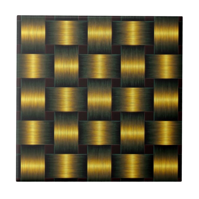 Golden Lattice - Gold - Unique Ceramic Tile (Front)