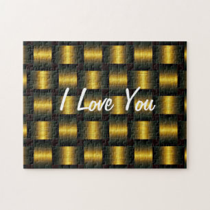 Golden Lattice - I Love You - Add Your Text/Name Jigsaw Puzzle