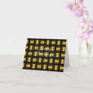 Golden Lattice Luxury Black and Gold Birthday Card