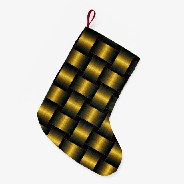 Golden Lattice Small Christmas Stocking (Front (Hanging))