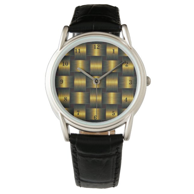 Golden Lattice Watch Gold Black (Front)