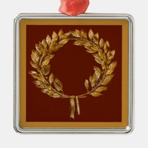 Golden Laurel Wreath Metal Tree Decoration