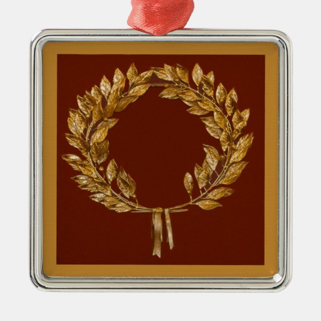 Golden Laurel Wreath Metal Tree Decoration (Front)