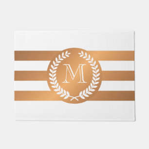 Golden Laurel Wreath Monogram Doormat