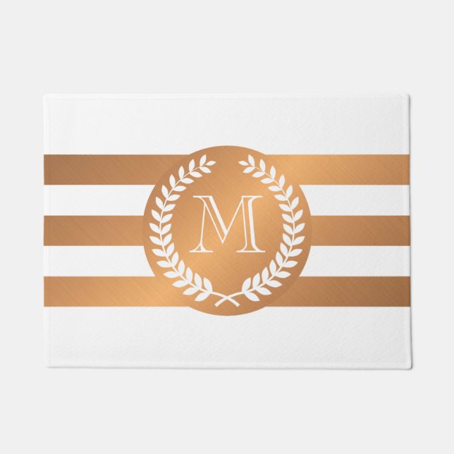 Golden Laurel Wreath Monogram Doormat (Front)