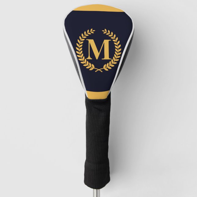 Golden Laurel Wreath Monogram Golf Head Cover (Front)