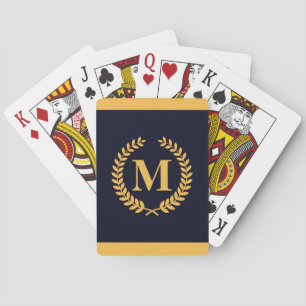 Golden Laurel Wreath Monogram Playing Cards