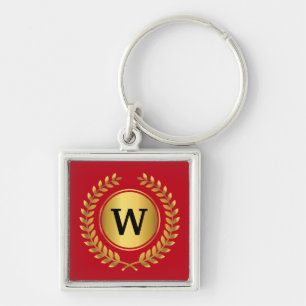 Golden Laurel Wreath Monogrammed Key Ring