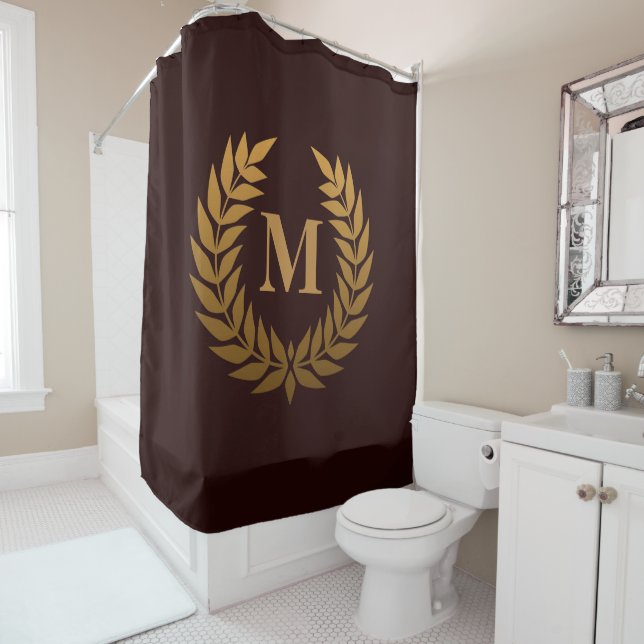 Golden Laurel Wreathe Shower Curtain (In Situ)