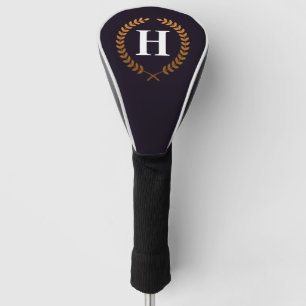 Golden Laurel Wreaths Monogram Golf Head Cover