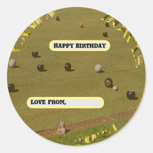 Golden Lawn Bowls 2024 Coin, Birthday Classic Round Sticker