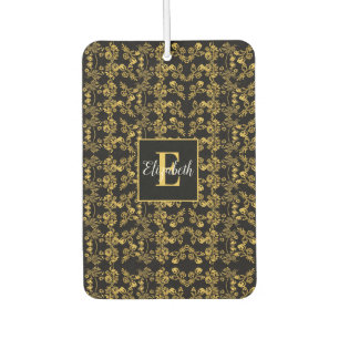 Golden leaf and black luxury Monogram custom Car Air Freshener