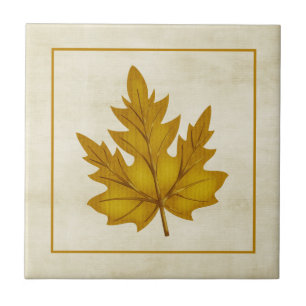 Golden Leaf Fall Season Themed Tile