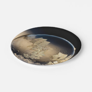 Golden Leaf Filled Bubble in Snow Paper Plate