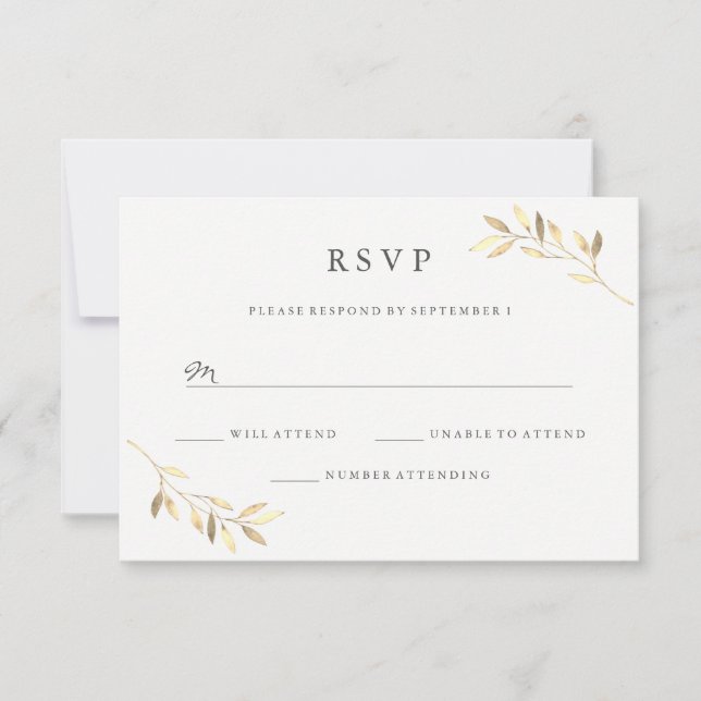 Golden Leaf Garden Wedding RSVP Card (Front)