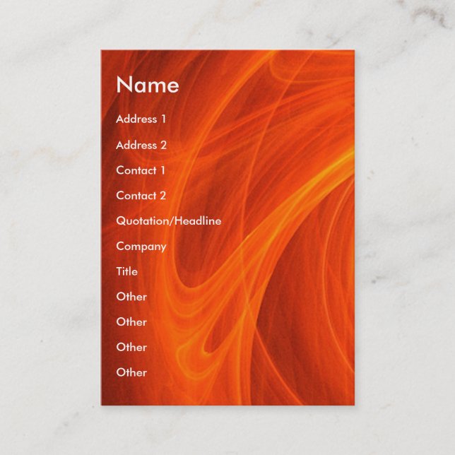 GOLDEN LEAF IN ORANGE FRACTAL SWIRLS BUSINESS CARD (Front)