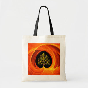 GOLDEN LEAF IN ORANGE FRACTAL SWIRLS TOTE BAG