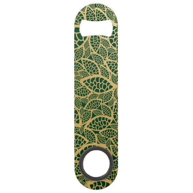 Golden leaf lace on green background (Front)