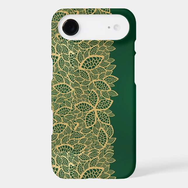 Golden leaf lace on green background Case-Mate iPhone case (Back)