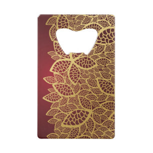 Golden leaf lace on red background