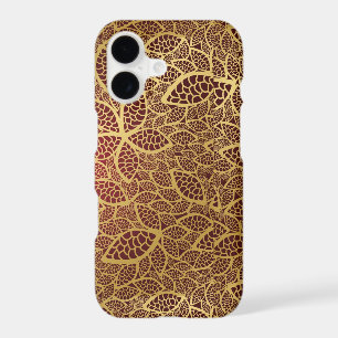Golden leaf lace on red background