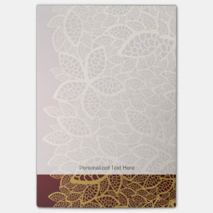 Golden leaf lace on red background post-it notes