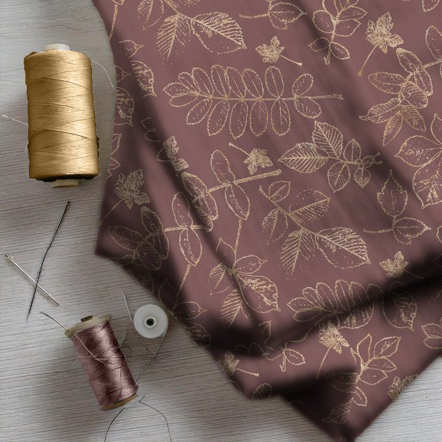 Golden Leaf Pattern Wedding Gold Burgundy ID655 Fabric (Creator Uploaded)